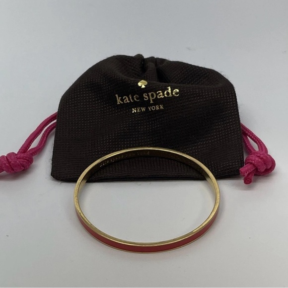 Kate Spade New York Gold Tone & Red Enamel Bangle Bracelet w/Dust Bag 3087 - Picture 2 of 6